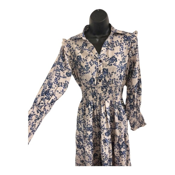 Anthropologie Boemo blue floral ruffled shoulder button front maxi dress size S - Picture 5 of 17